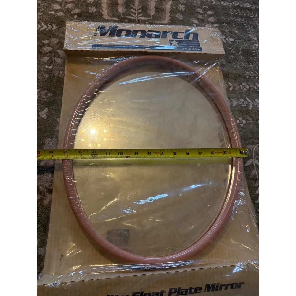 Vintage Monarch Pink Oval Wall Mirror Quality Float Plate Glass Made in USA NEW